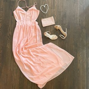 Strappy Open Back Peach Maxi Dress Lulu’s